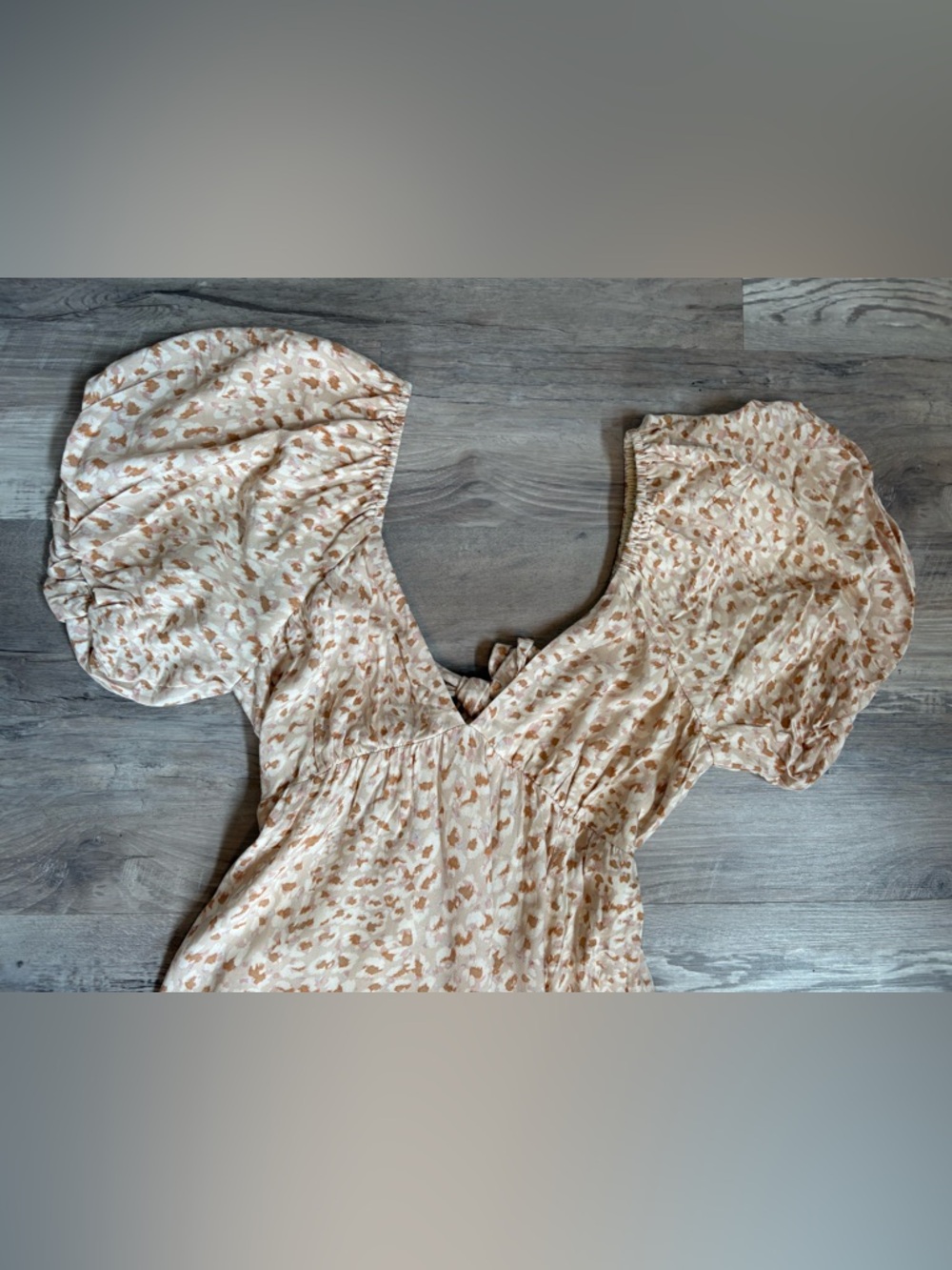 NWT Saltwater Luxe Tristan Puff Sleeve Midi Dress Sand Beige Floral Size S Boho - Picture 3 of 14